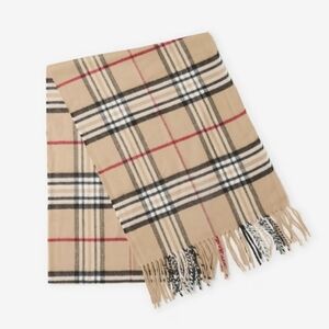 SPRING SALE | ​V. Fraas Cashmink Muffler Scarf in Camel Check